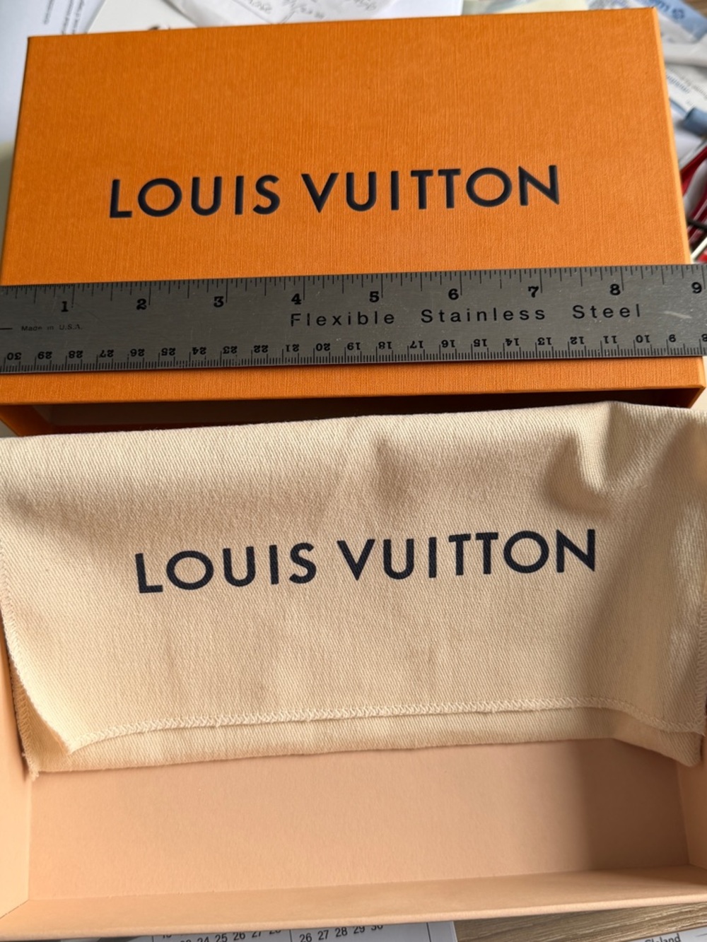 Louis Vuitton Orange Box with Beige Dust Bag